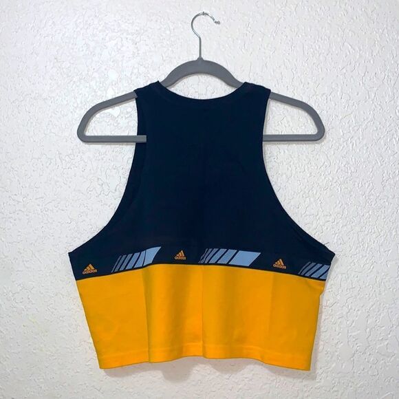 Adidas blue and yellow crop top tank large - Picture 2 of 16